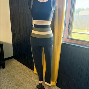 Beach Riot Black, Olive and Cream Two-Piece Knit Set